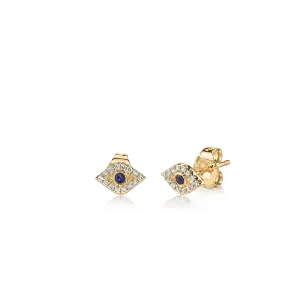 Sydney Evan Gold & Diamond Mini Bezel Evil Eye Studs