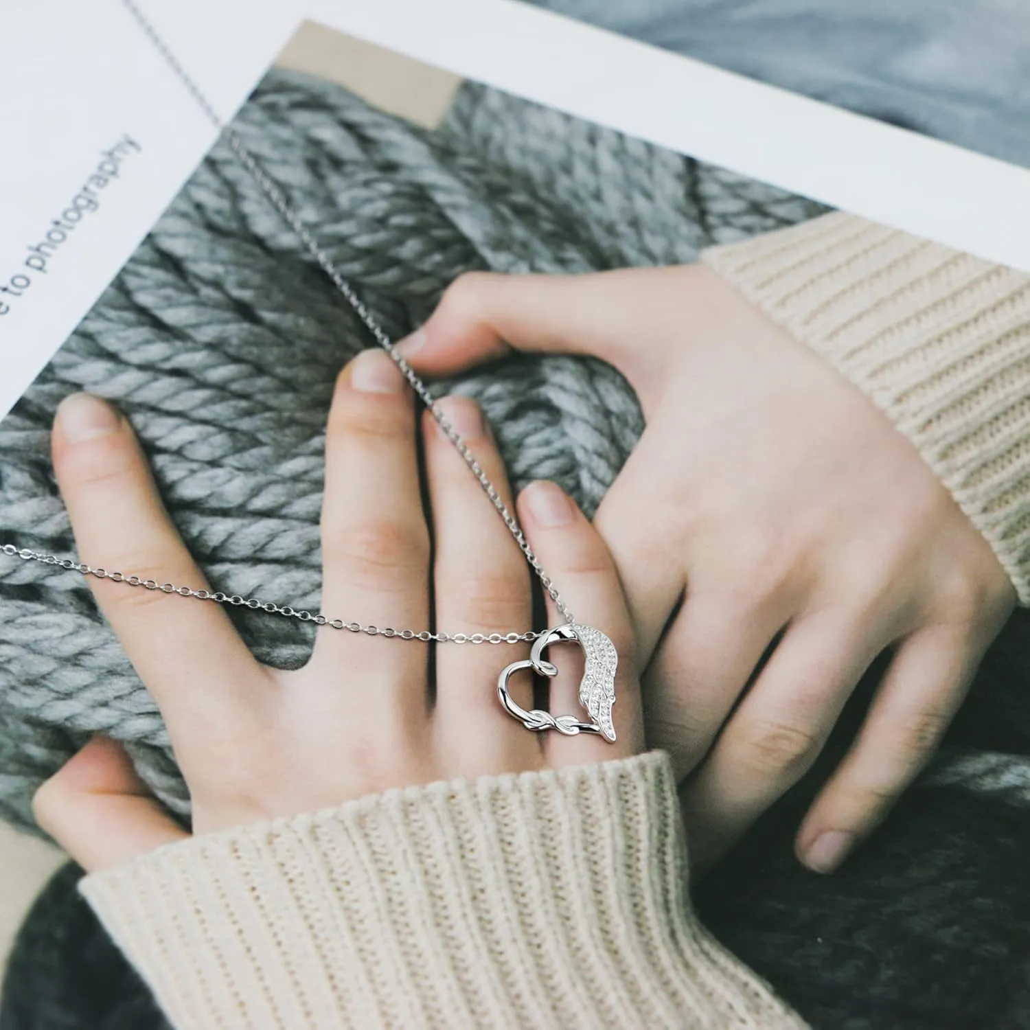 Sympathy Gifts for Loss of Loved One, Sterling Silver Angel Wing Infinity Heart Pendant Necklace as Memorial Bereavement Condolence Funeral Gifts, In Memory of Loved One Mom Dad Son Husband Miscarriage Necklace