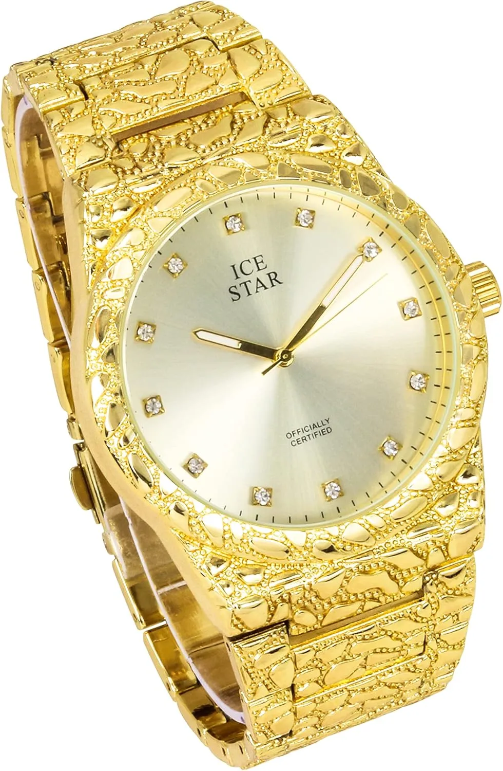 Techno Pave Men's 45mm Nugget Design Watch & Bracelet Set, Diamond Accent Dial