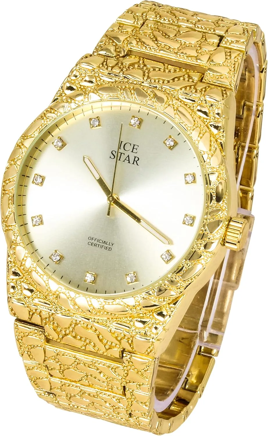 Techno Pave Men's 45mm Nugget Design Watch & Bracelet Set, Diamond Accent Dial