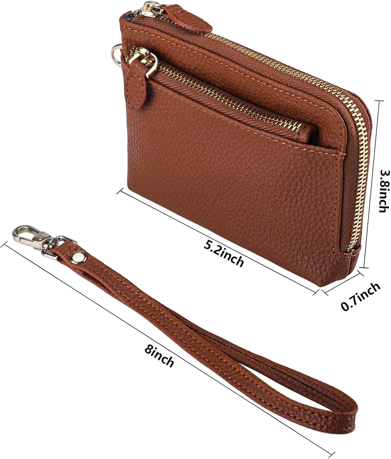 Teskyer Coin Purse Pouch, RFID Blocking Credit Card Holder Zipper Wallet with Wrist Strap and Key Chain for Men & Women