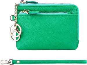 Teskyer Coin Purse Pouch, RFID Blocking Credit Card Holder Zipper Wallet with Wrist Strap and Key Chain for Men & Women