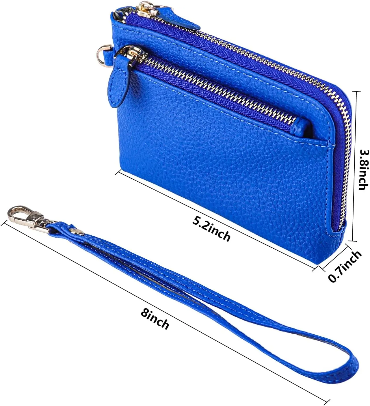 Teskyer Coin Purse Pouch, RFID Blocking Credit Card Holder Zipper Wallet with Wrist Strap and Key Chain for Men & Women