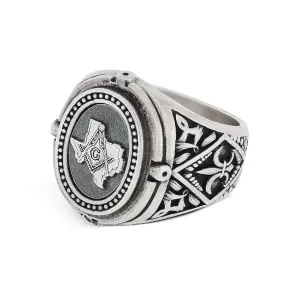 Texas Masonic Ring, Mason Ring, Grand Lodge of Texas Ring, Custom Masonic Ring for Men, Master Mason Signet Ring, Freemason Statement Ring