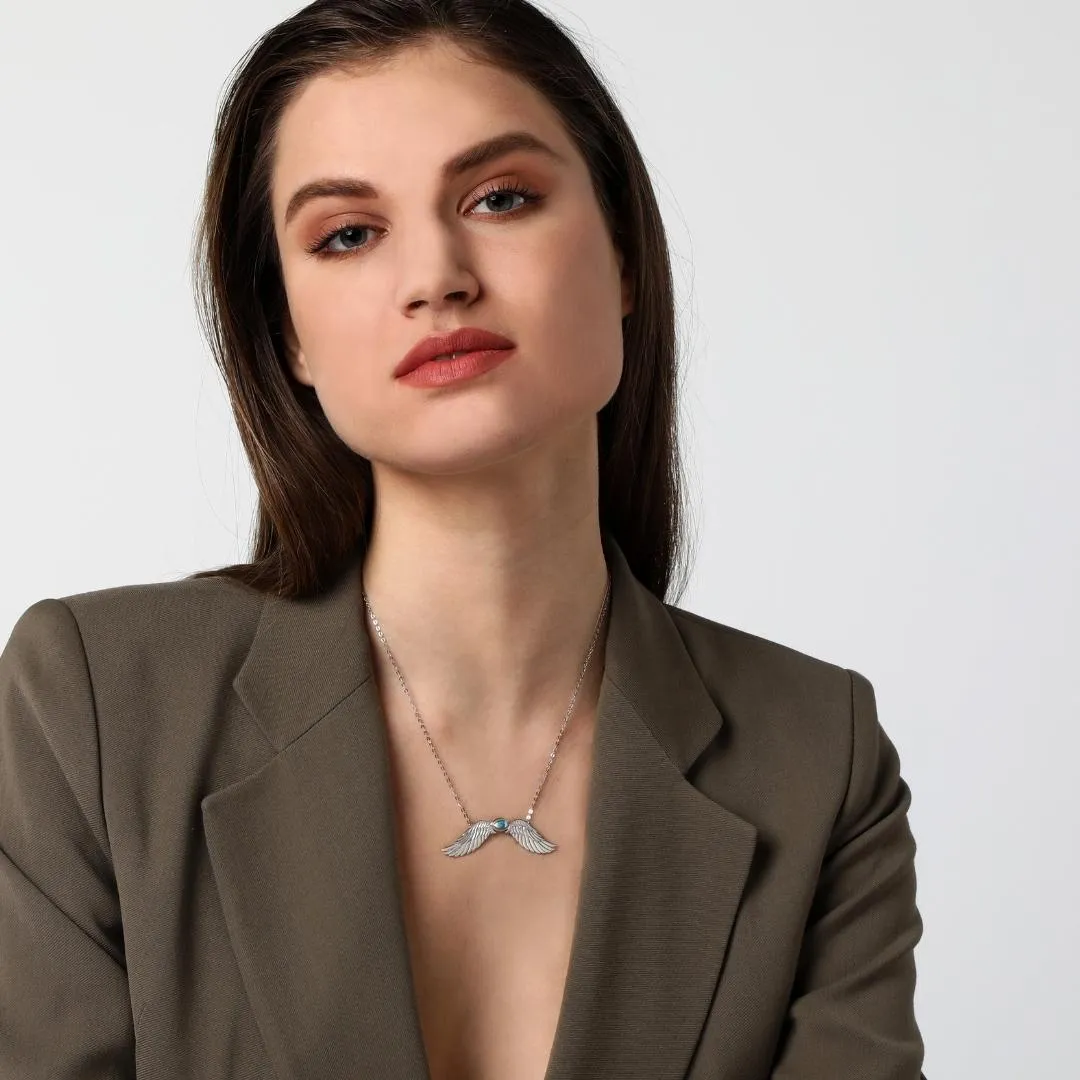 The eye of the sky - chain necklace - silver 925 - white rhodium plated - unisex
