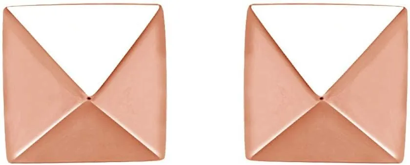 Three Dimensional Pyramid Stud Earrings In 14k Gold Plated 925 Sterling Silver For Women Valentine's Day Gift For Her