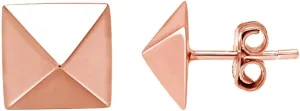 Three Dimensional Pyramid Stud Earrings In 14k Gold Plated 925 Sterling Silver For Women Valentine's Day Gift For Her