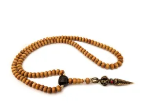 Tibetan juniper mala necklace rosary 108 prayer beads smelling and Tibetan Buddhist Phurba pendant