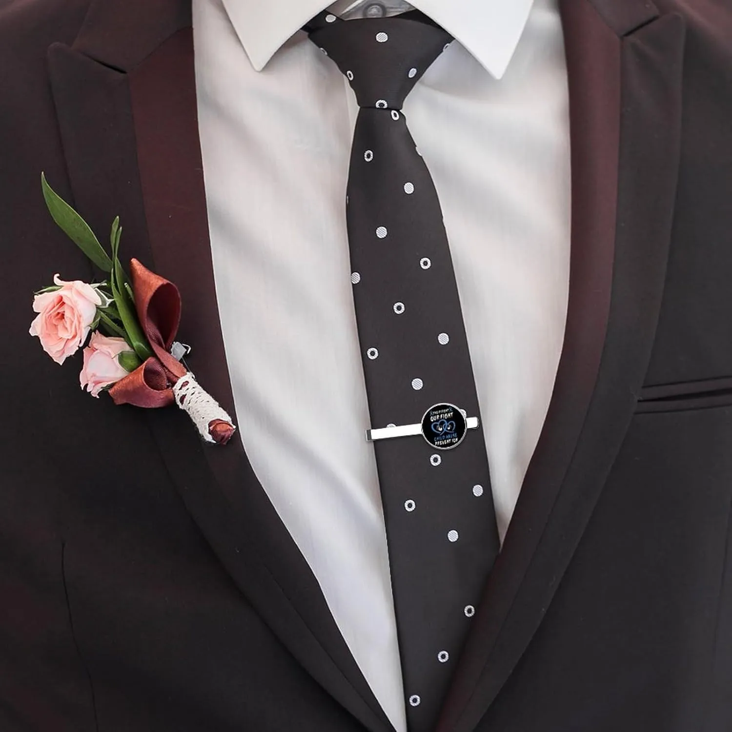 Tie Clip for Men,Round Tie Bar Clips And Cufflinks Set for Luxury Clothing Accessories 2 Pcs