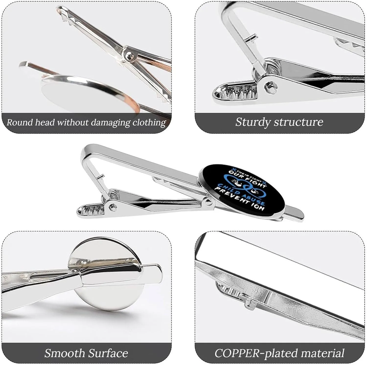 Tie Clip for Men,Round Tie Bar Clips And Cufflinks Set for Luxury Clothing Accessories 2 Pcs