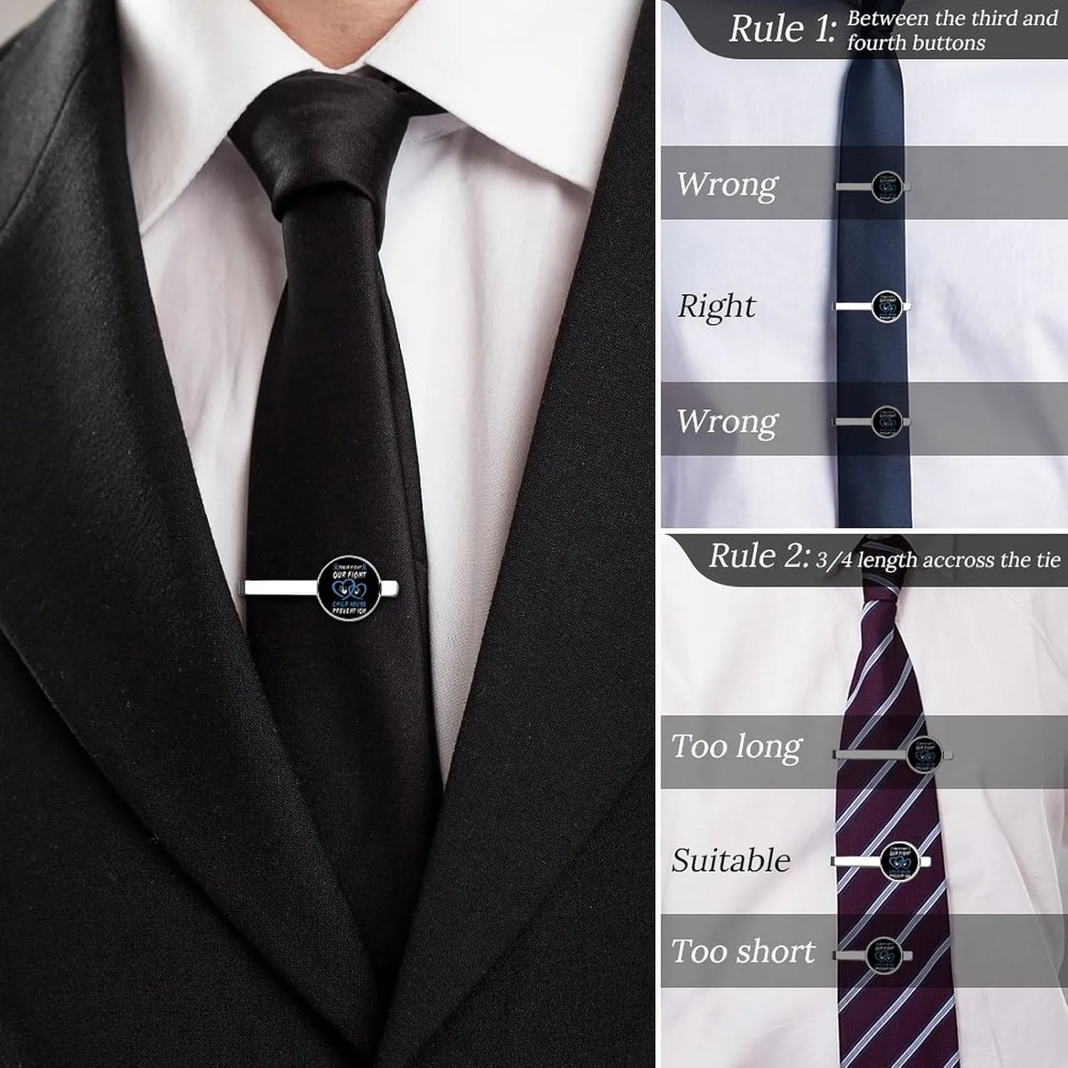Tie Clip for Men,Round Tie Bar Clips And Cufflinks Set for Luxury Clothing Accessories 2 Pcs