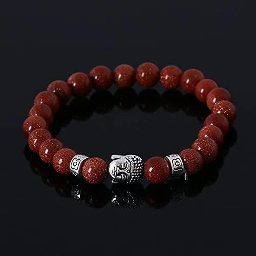 Tiger Eye Lava Stone Bead Buddha Bracelet Jewelry Yoga Prayer Bracelets Men Women Fashion Jewelry PX53R (red)