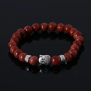 Tiger Eye Lava Stone Bead Buddha Bracelet Jewelry Yoga Prayer Bracelets Men Women Fashion Jewelry PX53R (red)