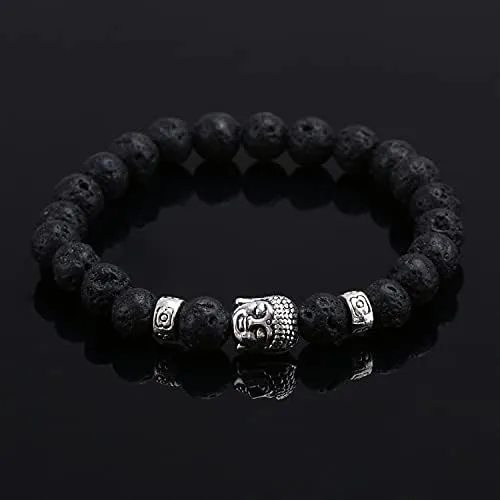 Tiger Eye Lava Stone Bead Buddha Bracelet Jewelry Yoga Prayer Bracelets Men Women Fashion Jewelry PX53R (red)