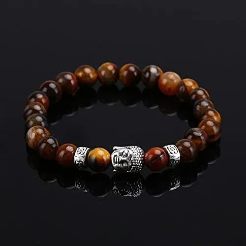 Tiger Eye Lava Stone Bead Buddha Bracelet Jewelry Yoga Prayer Bracelets Men Women Fashion Jewelry PX53R (red)