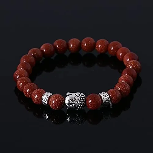 Tiger Eye Lava Stone Bead Buddha Bracelet Jewelry Yoga Prayer Bracelets Men Women Fashion Jewelry PX53R (red)