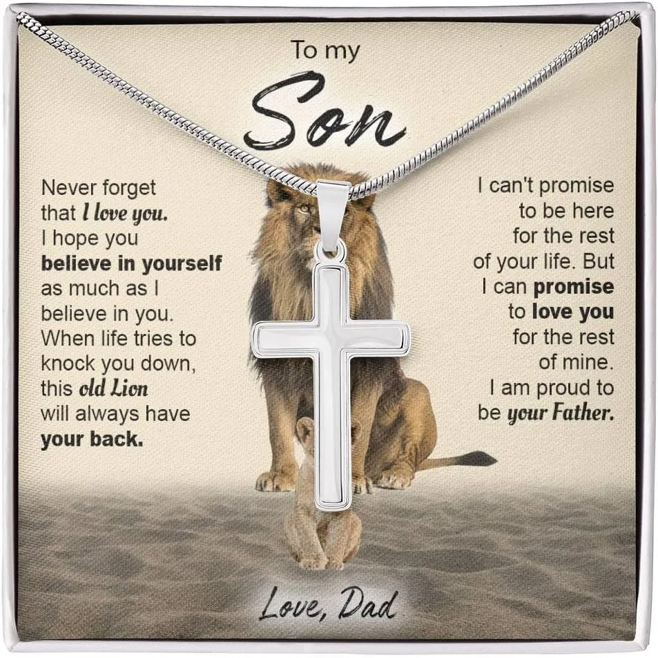 To My Boy Cross Necklace, Father & Son, Mother & Son, Cross Necklace For Boys