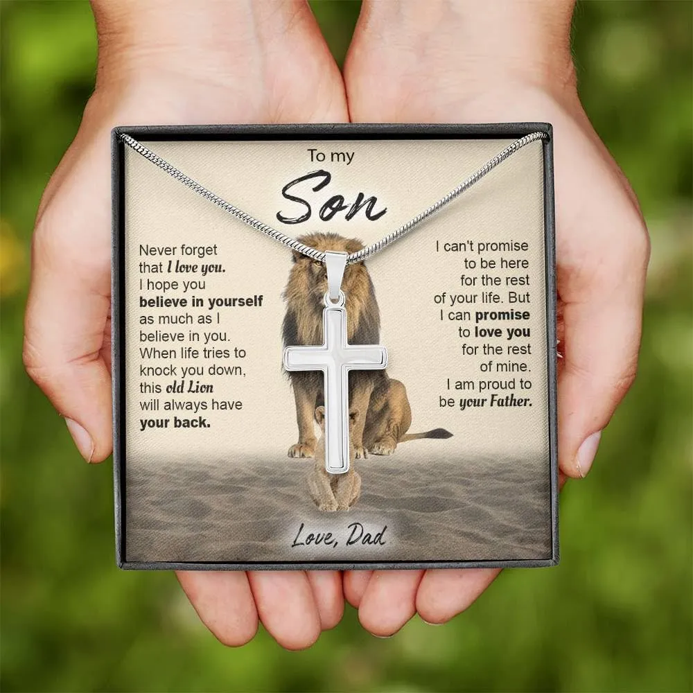 To My Boy Cross Necklace, Father & Son, Mother & Son, Cross Necklace For Boys