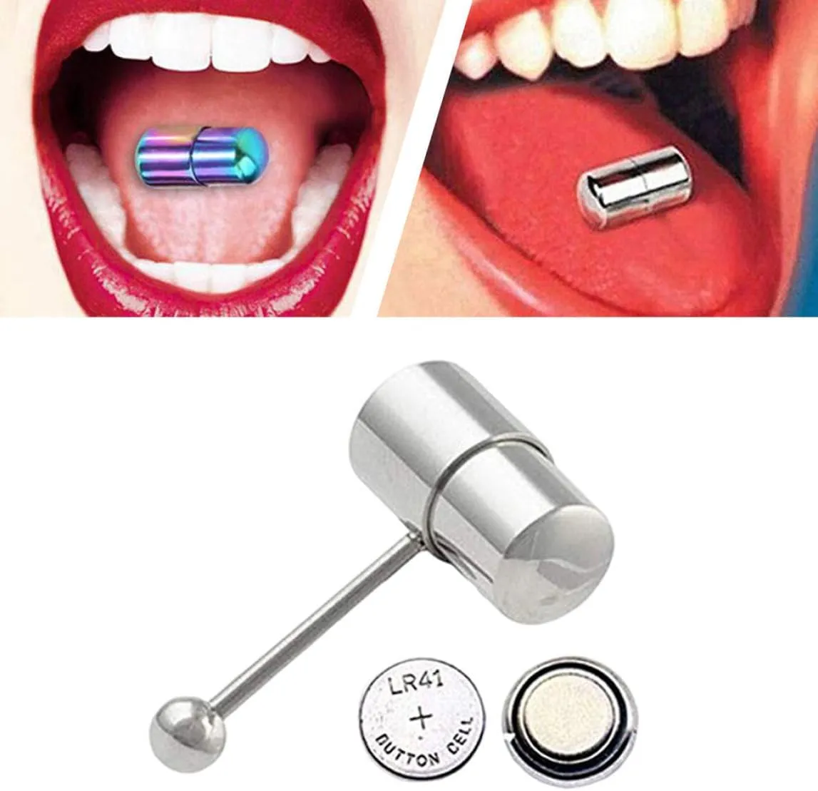 Tongue Bar Stainless Steel Vibration Tongue Ring Piercing Jewelry Barbell Ornament Blue