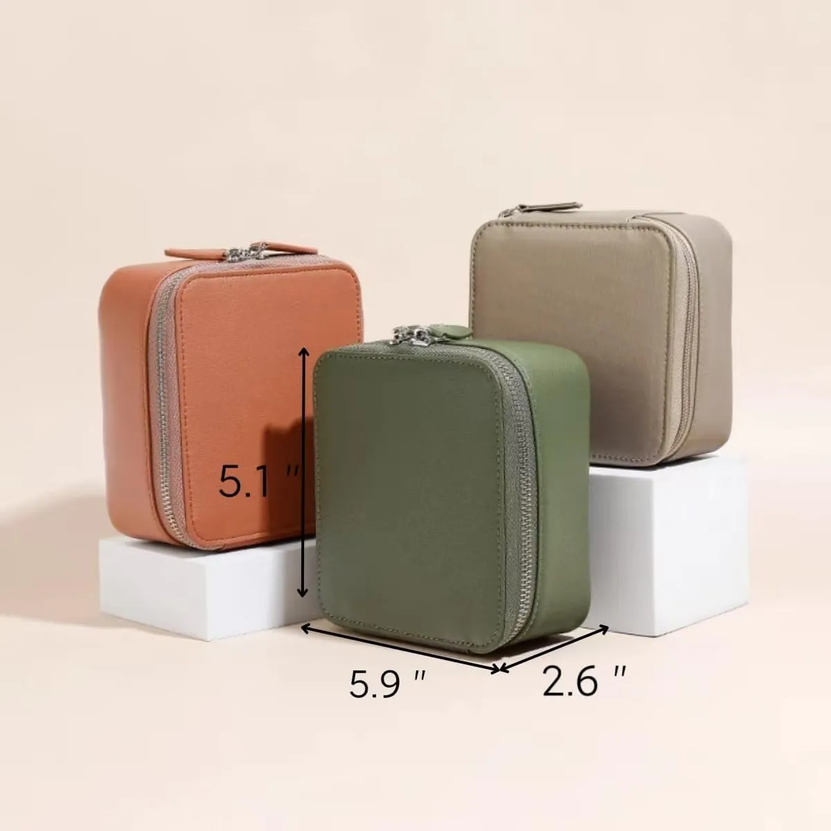 Travel Jewelry Box with 4 Velvet Bags Pouch with Zipper Jewelry Case for Necklace Bangle Watch Bracelet Earrings Organizer Women Men Girls Gift