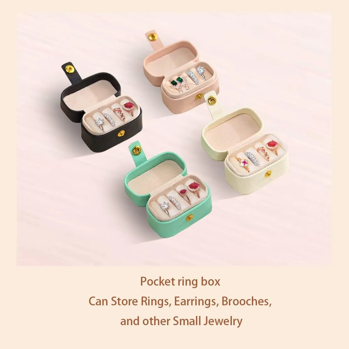 Travel Jewelry Ring Case,Small Jewelry Ring Box,Ring Holder,Mini Travel Jewelry Case Portable Ring Storage Case, for Women Girls, for Travel,Business,Wedding,Bridesmaid Gift(White)