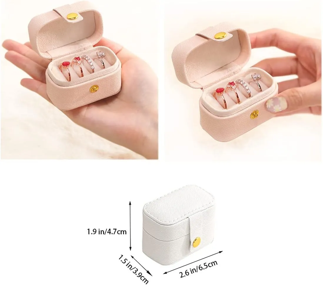Travel Jewelry Ring Case,Small Jewelry Ring Box,Ring Holder,Mini Travel Jewelry Case Portable Ring Storage Case, for Women Girls, for Travel,Business,Wedding,Bridesmaid Gift(White)