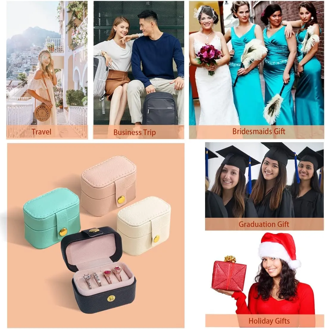 Travel Jewelry Ring Case,Small Jewelry Ring Box,Ring Holder,Mini Travel Jewelry Case Portable Ring Storage Case, for Women Girls, for Travel,Business,Wedding,Bridesmaid Gift(White)