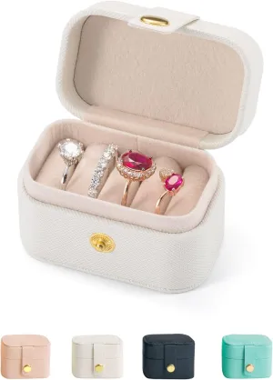 Travel Jewelry Ring Case,Small Jewelry Ring Box,Ring Holder,Mini Travel Jewelry Case Portable Ring Storage Case, for Women Girls, for Travel,Business,Wedding,Bridesmaid Gift(White)