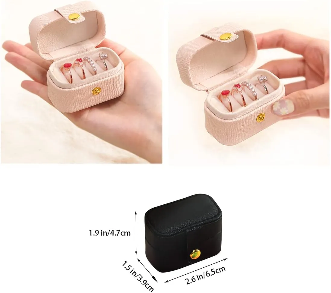 Travel Jewelry Ring Case,Small Jewelry Ring Box,Ring Holder,Mini Travel Jewelry Case Portable Ring Storage Case,Gifts for Women Girls, for Travel,Business,Wedding,Bridesmaid Gift(Black)