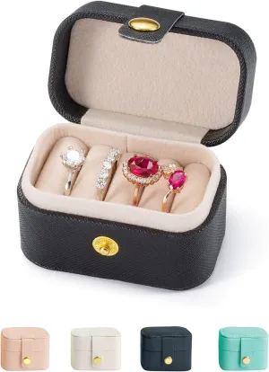 Travel Jewelry Ring Case,Small Jewelry Ring Box,Ring Holder,Mini Travel Jewelry Case Portable Ring Storage Case,Gifts for Women Girls, for Travel,Business,Wedding,Bridesmaid Gift(Black)