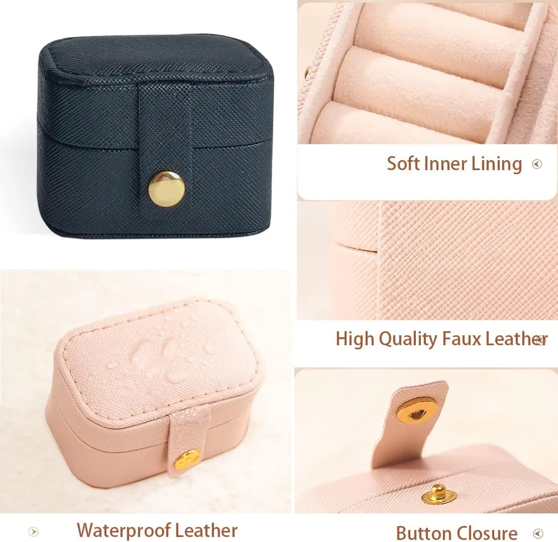 Travel Jewelry Ring Case,Small Jewelry Ring Box,Ring Holder,Mini Travel Jewelry Case Portable Ring Storage Case,Gifts for Women Girls, for Travel,Business,Wedding,Bridesmaid Gift(Black)