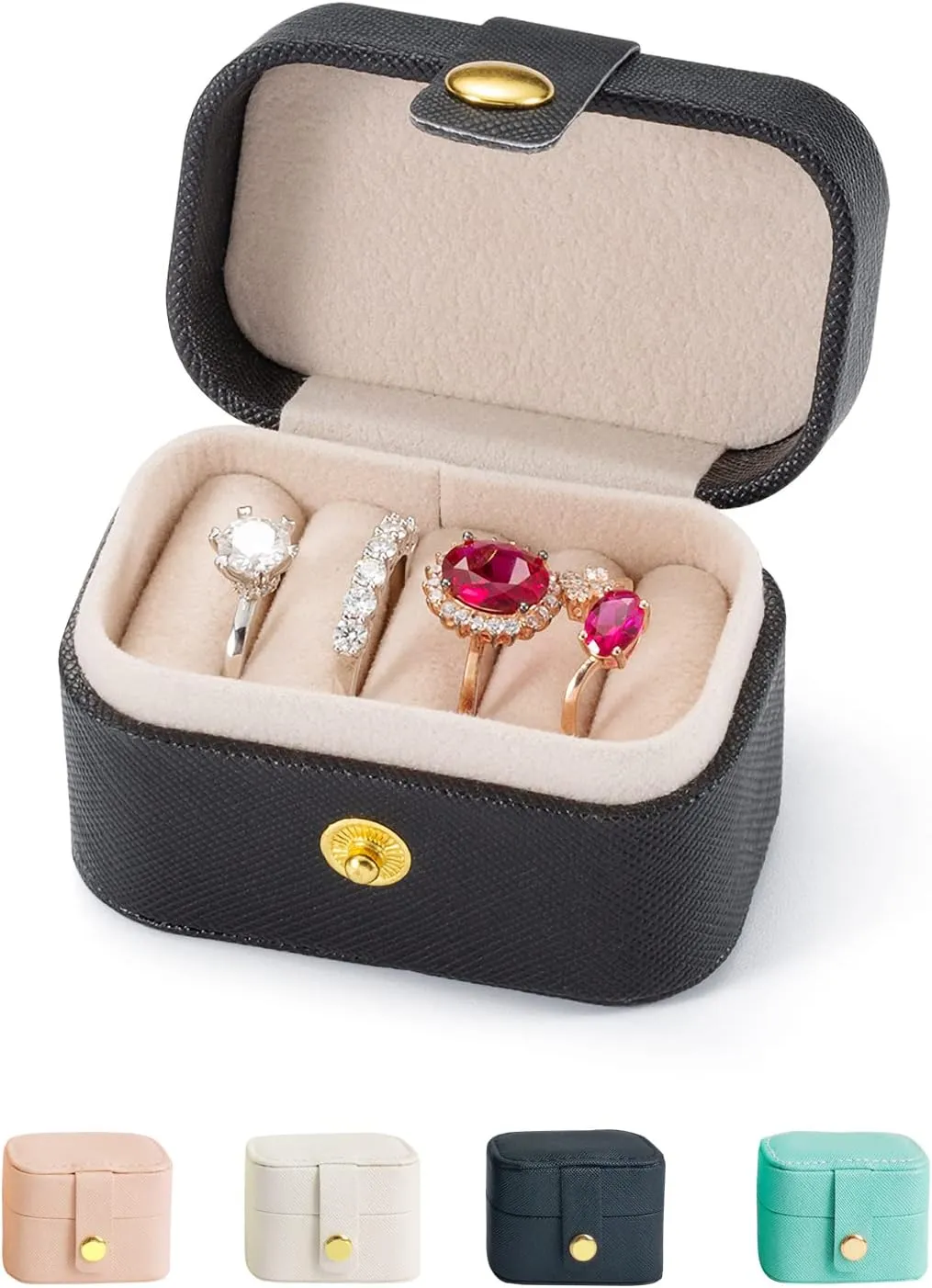 Travel Jewelry Ring Case,Small Jewelry Ring Box,Ring Holder,Mini Travel Jewelry Case Portable Ring Storage Case,Gifts for Women Girls, for Travel,Business,Wedding,Bridesmaid Gift(Black)