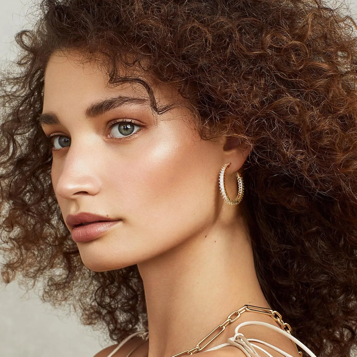 Trendy CZ Gold Hoop Earrings for Women, Lightweight Chunky Silver Earrings for Women 14K Real Gold Plated Hoops Earrings Hypoallergenic Earrings Jewelry