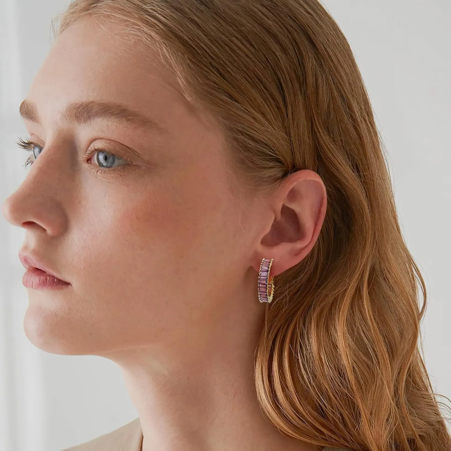 Trendy CZ Gold Hoop Earrings for Women, Lightweight Chunky Silver Earrings for Women 14K Real Gold Plated Hoops Earrings Hypoallergenic Earrings Jewelry