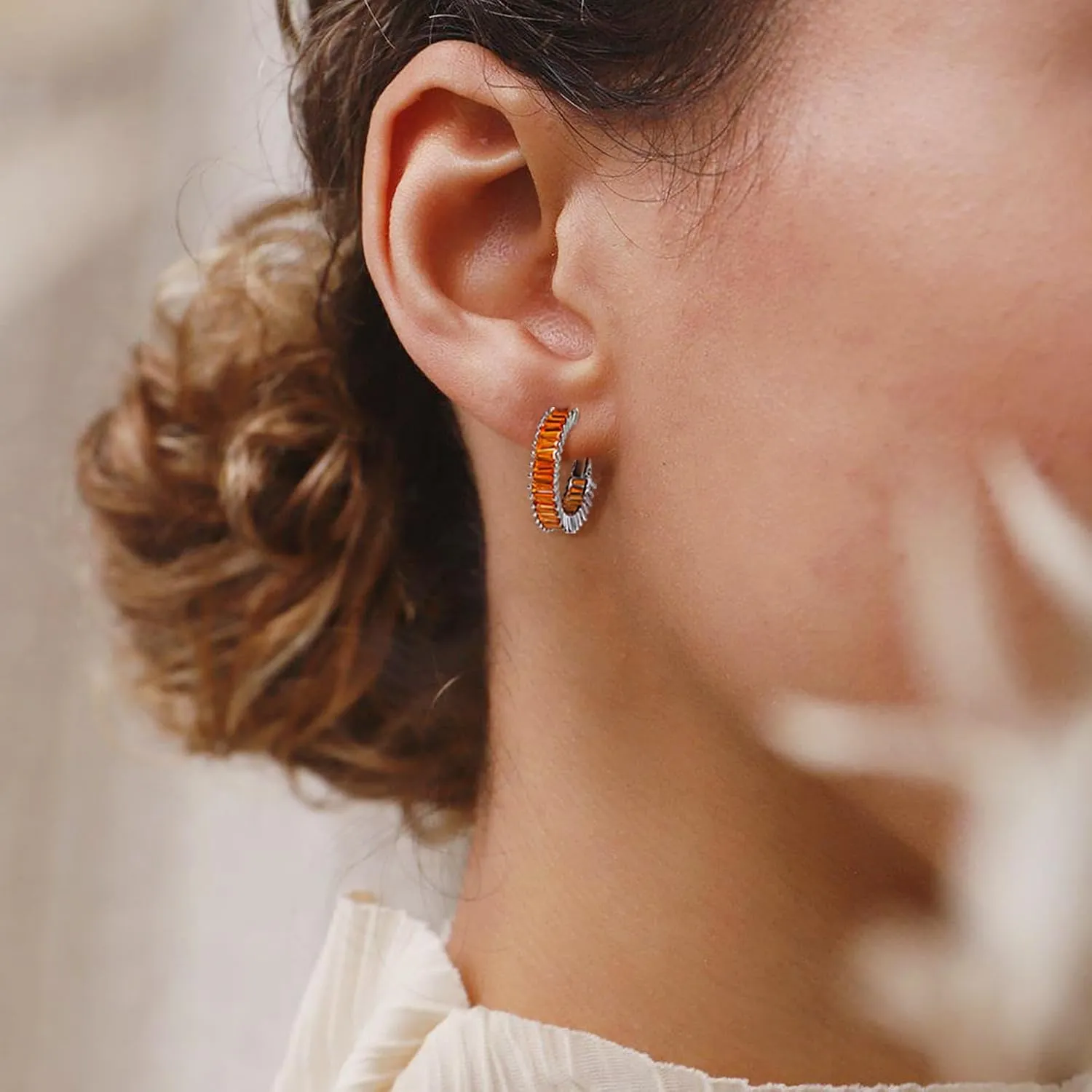 Trendy CZ Gold Hoop Earrings for Women, Lightweight Chunky Silver Earrings for Women 14K Real Gold Plated Hoops Earrings Hypoallergenic Earrings Jewelry