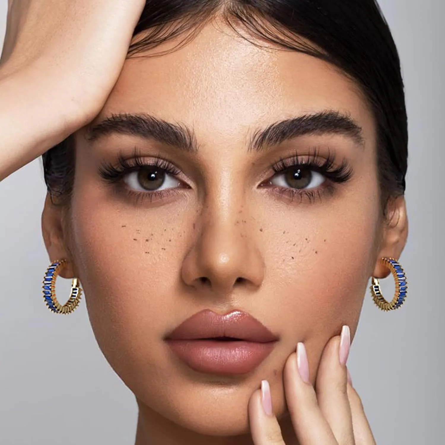 Trendy CZ Gold Hoop Earrings for Women, Lightweight Chunky Silver Earrings for Women 14K Real Gold Plated Hoops Earrings Hypoallergenic Earrings Jewelry