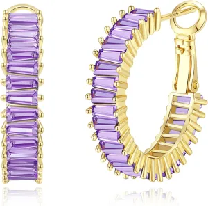 Trendy CZ Gold Hoop Earrings for Women, Lightweight Chunky Silver Earrings for Women 14K Real Gold Plated Hoops Earrings Hypoallergenic Earrings Jewelry