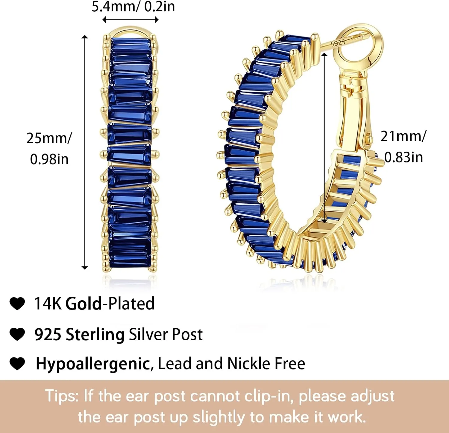 Trendy CZ Gold Hoop Earrings for Women, Lightweight Chunky Silver Earrings for Women 14K Real Gold Plated Hoops Earrings Hypoallergenic Earrings Jewelry