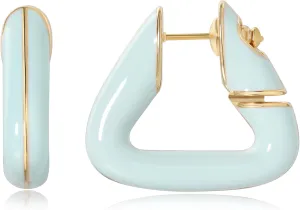 Triangle 14K Gold Plated 925 Sterling Silver Post Enamel Hoop Earrings | Lightweight Hypoallergic |
