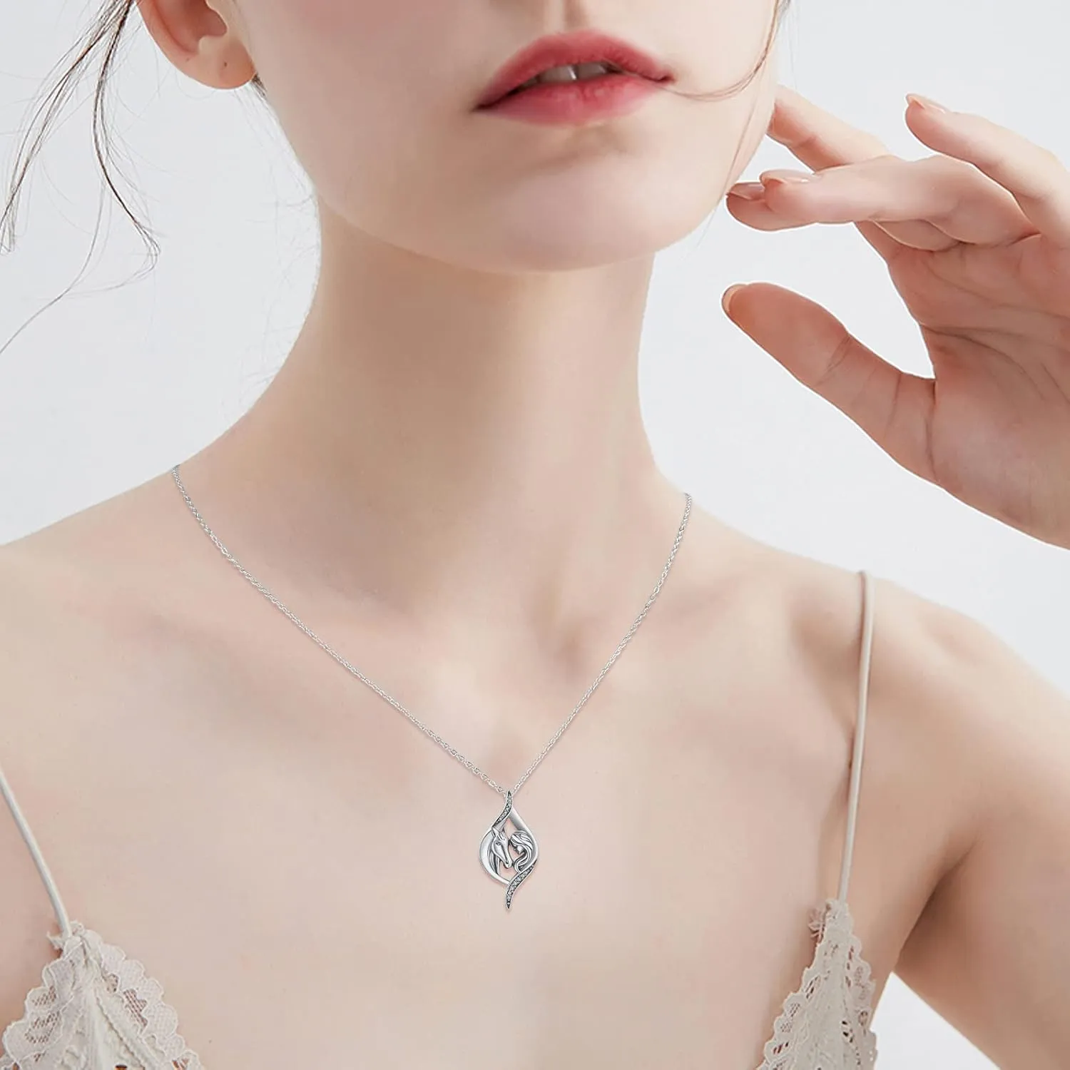 TRISHULA Horse Necklace for Women, Graduation Gift 925 Sterling Silver Girls with Horse Oxidation Pendant Horse Jewelry Gift for Mom Daughter Christmas Birthday