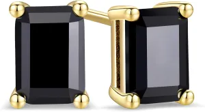 TRUMIUM Stud Earrings for Men Women Green Black Onyx Earrings Rectangle Hip Hop Rapper Singer Screw Back Hypoallergenic