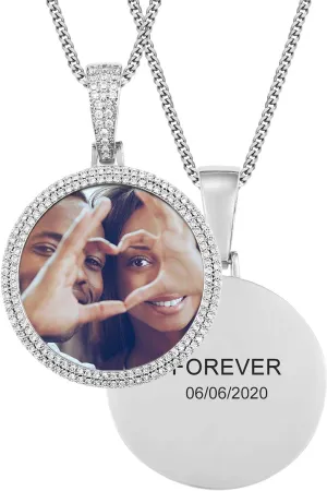 TUHE Hip Hop Custom Picture & Name Necklace Personalized 18K Gold Plated Iced Out Square Pendant Photo Necklace for Men Women Memory Charm Chain Necklace Customized with Text Engraving & Picture