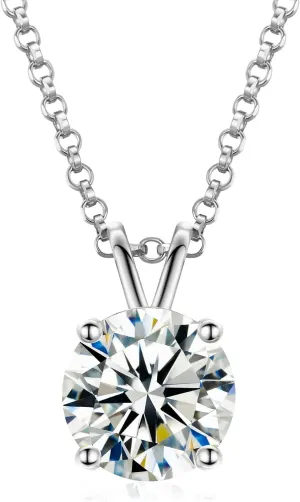 TUHE Moissanite Necklace for Women 0.1-12.0CT(3-15mm) Moissanite Pendant 18k Gold Plated Sterling Silver Necklace Round Solitaire Pendant with 18 2 Inch Chain Jewelry for Mom/Wife Mothers Day Gift