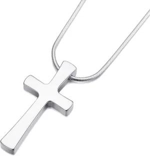 Tungsten Cross Pendant Necklace for Men Tungsten Carbide Cross Pendant for Christian Stainless Steel Snake Chain