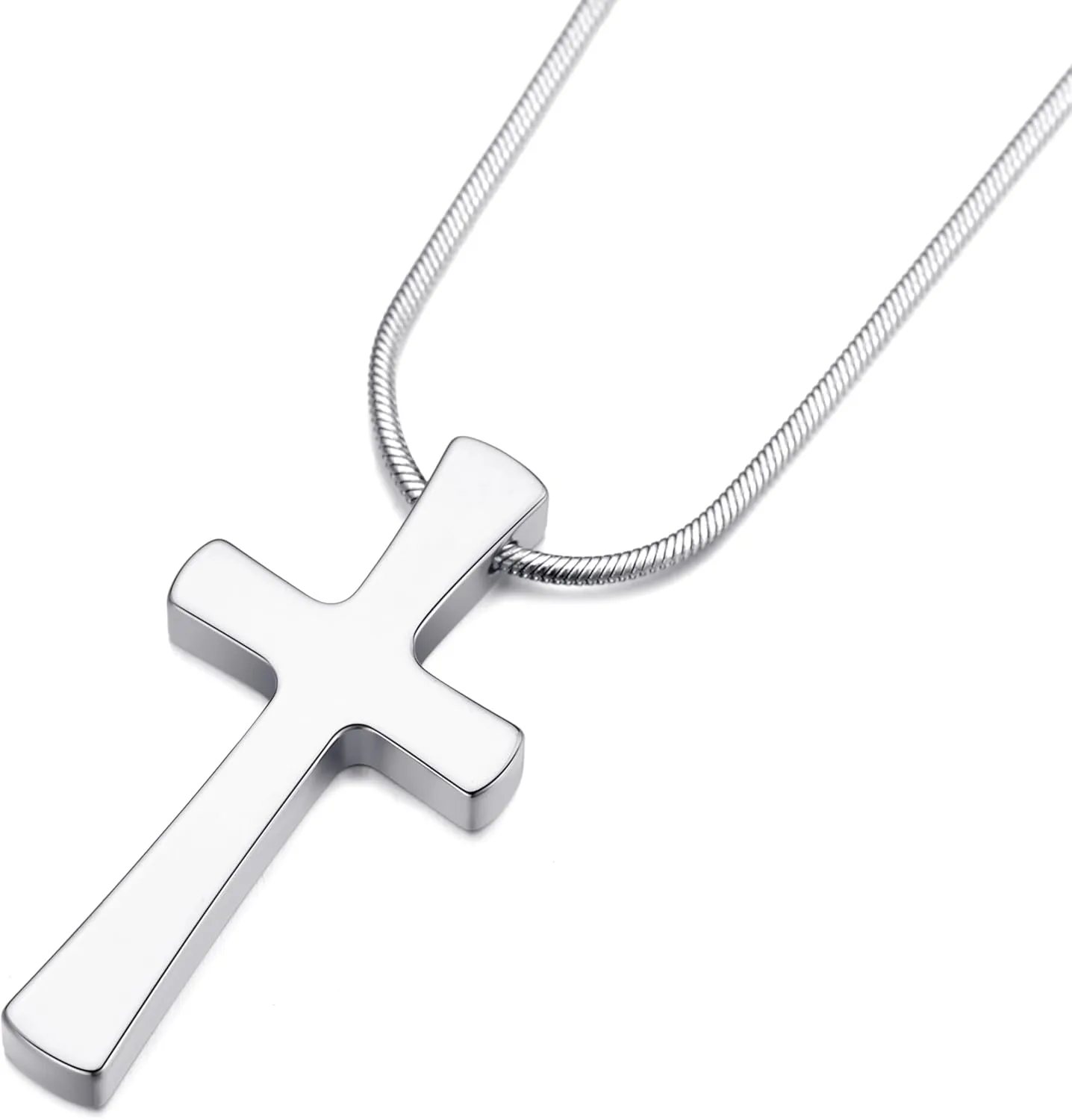 Tungsten Cross Pendant Necklace for Men Tungsten Carbide Cross Pendant for Christian Stainless Steel Snake Chain
