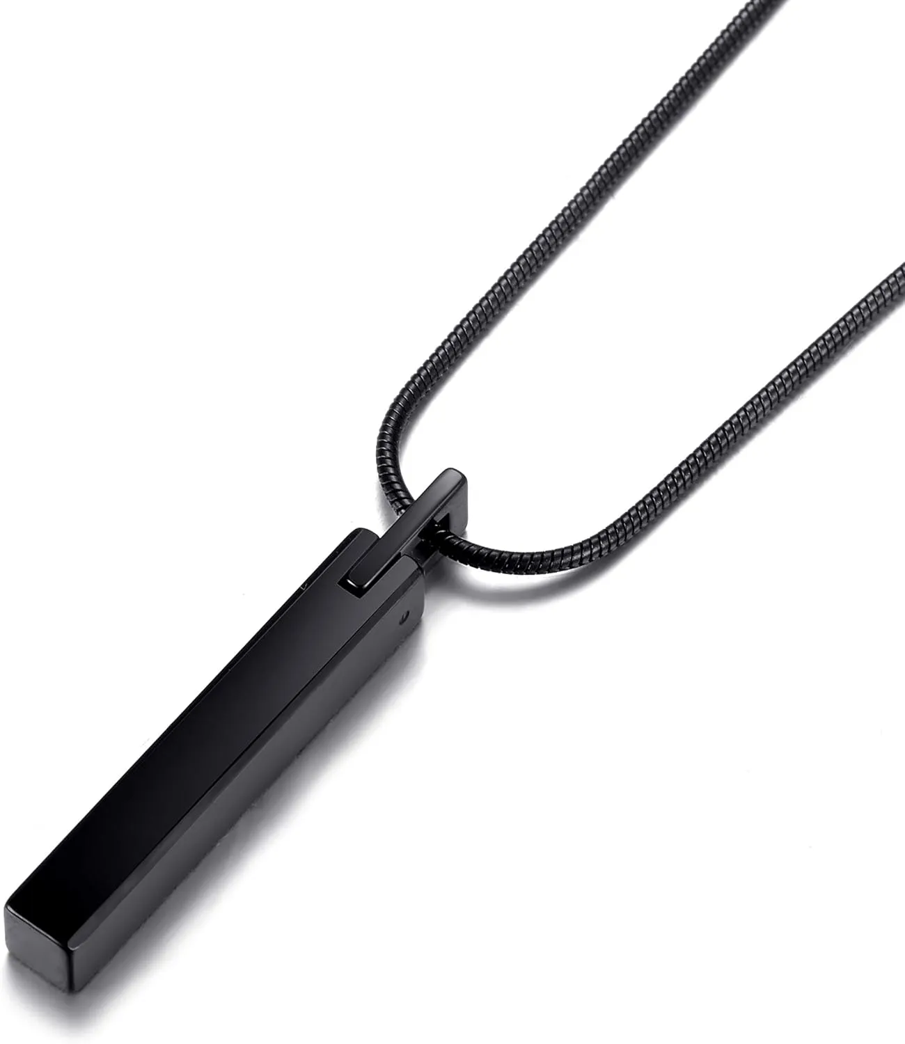 Tungsten Steel Bar Pendant Necklace for Men and Women 24 Inch Snake Chain