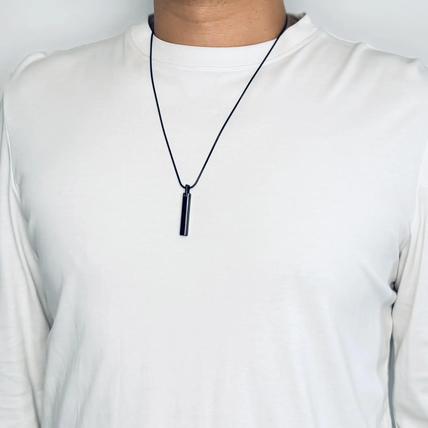 Tungsten Steel Bar Pendant Necklace for Men and Women 24 Inch Snake Chain