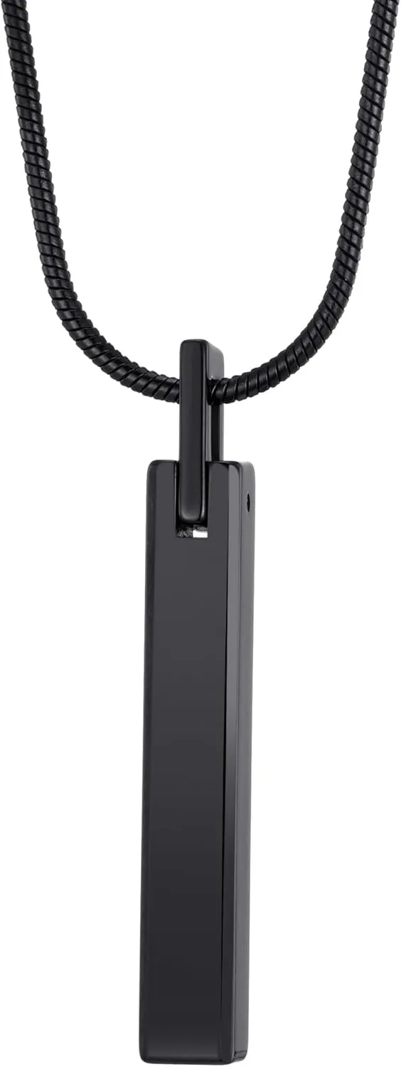 Tungsten Steel Bar Pendant Necklace for Men and Women 24 Inch Snake Chain