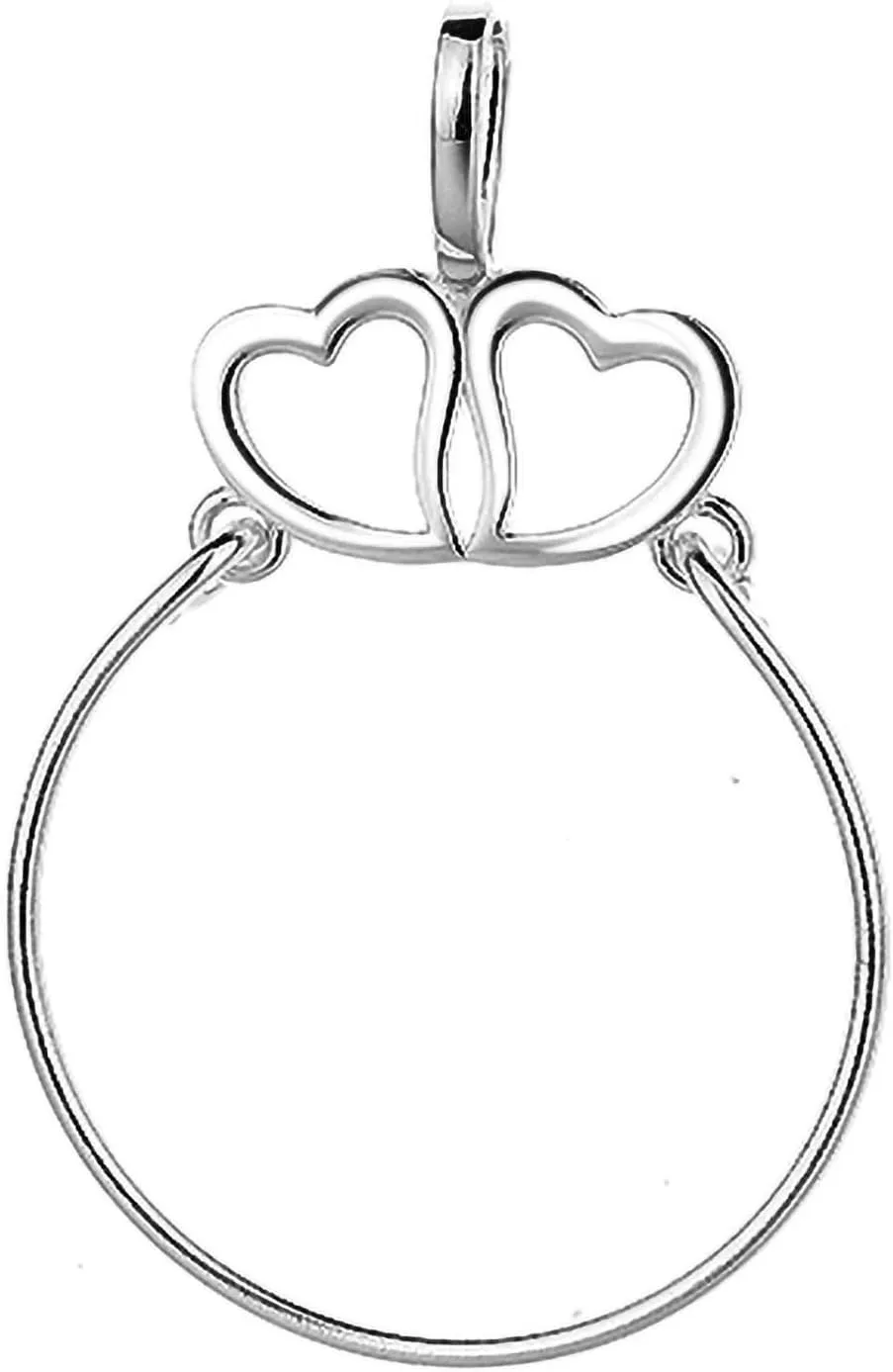 Two Hearts Charm Holder Pendant,925 Sterling Silver,Cute Jewelry Necklace Gift For Women