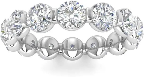 TwoBirch Platinum Plated Sterling Silver Round Cut Moissanite Eternity Ring (4 MM) (GRA CERTIFIED)